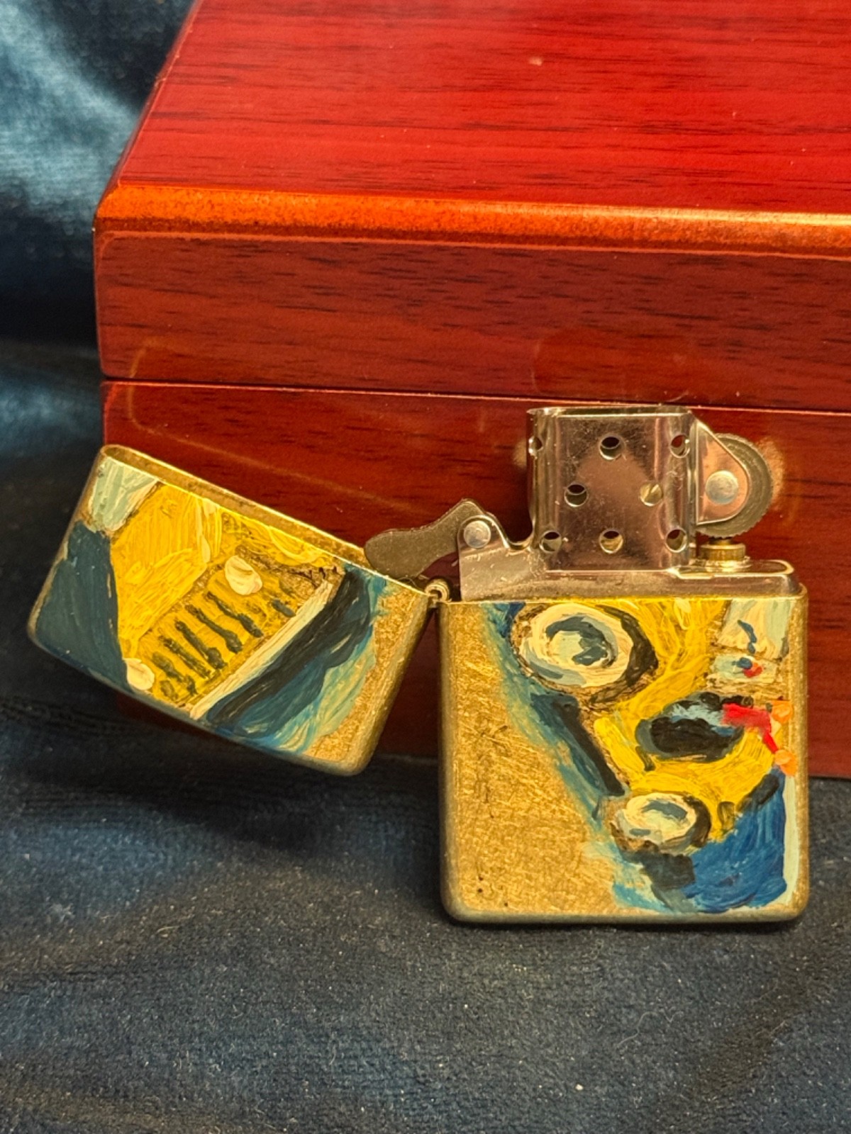 👀 One Of A Kind Folk Art Zippo Lighter Hand Painted Signed By Leo 👀