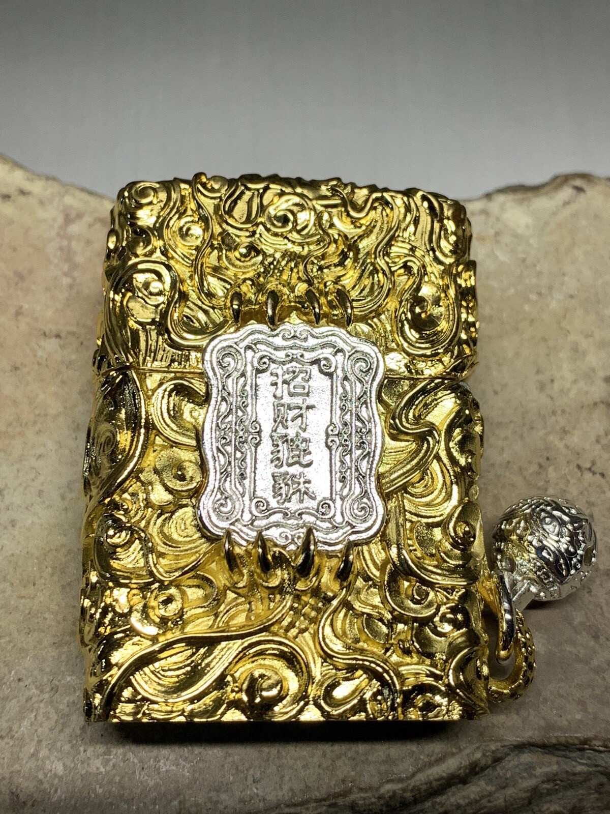 Zippo Dragon Gold & Silver Zippo Lighter Heavy