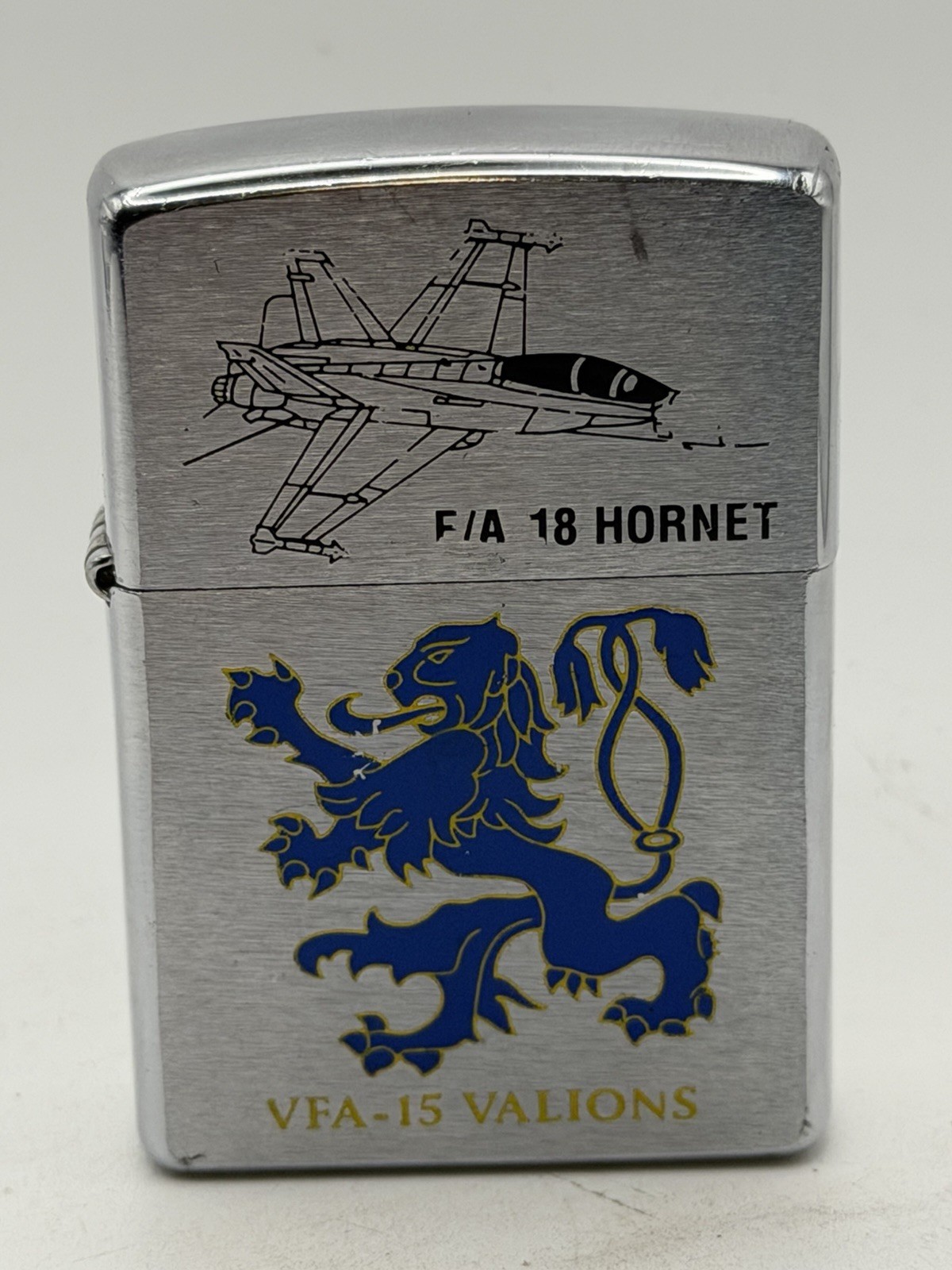 Vintage 1997 USS Kennedy VFA 15 Valions Double Side Chrome Zippo Lighter