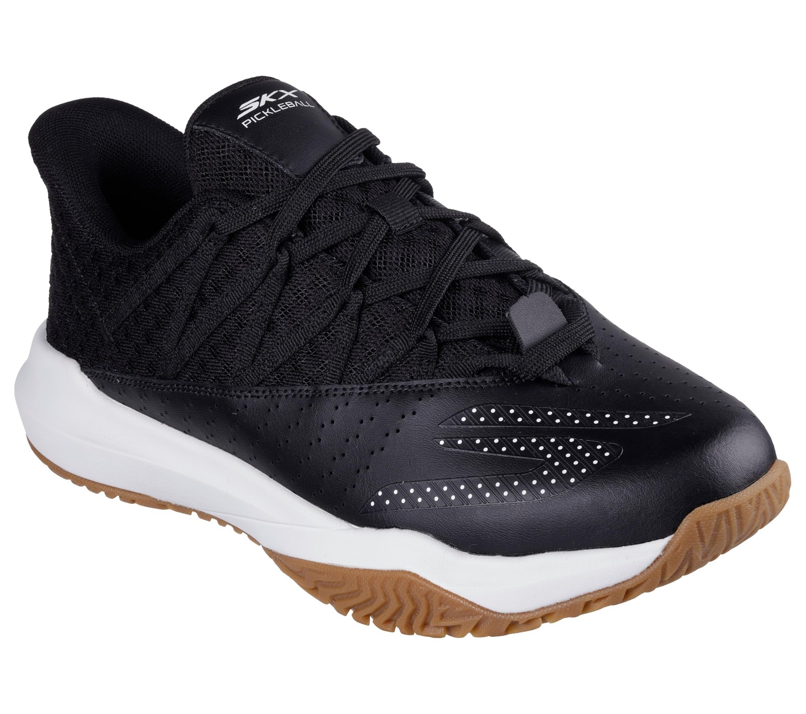 Skechers Mens Viper Court Rally Pickleball Sneaker Black/White 9 X-Wide