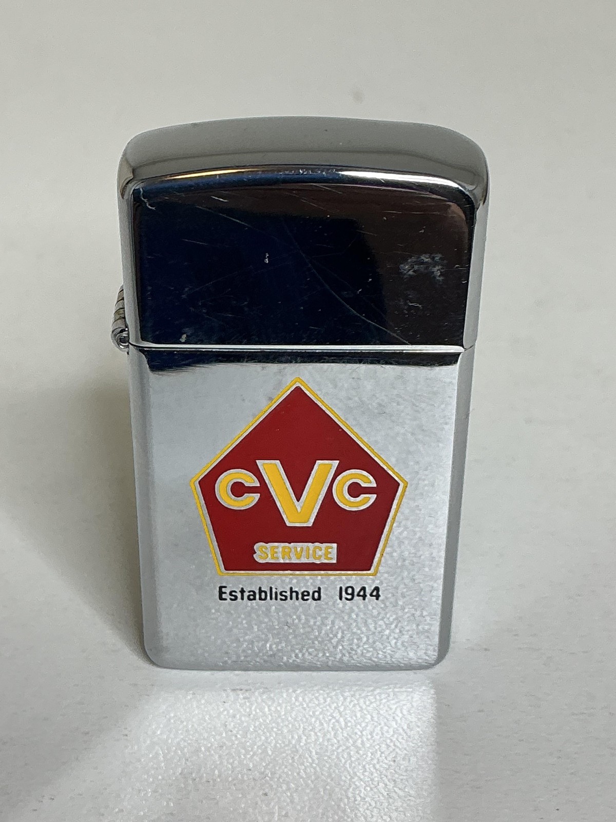 Zippo CVC Service Established 1944 Chrome Advertising Lighter USA Auto Logo