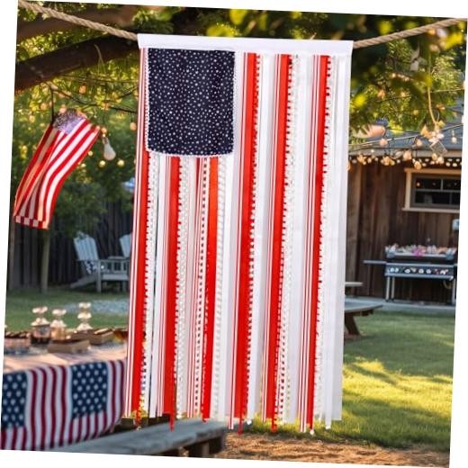 4th of July USA Flag Decoration 4 x 2.3 ft Patriotic Rag Flag Banner Red