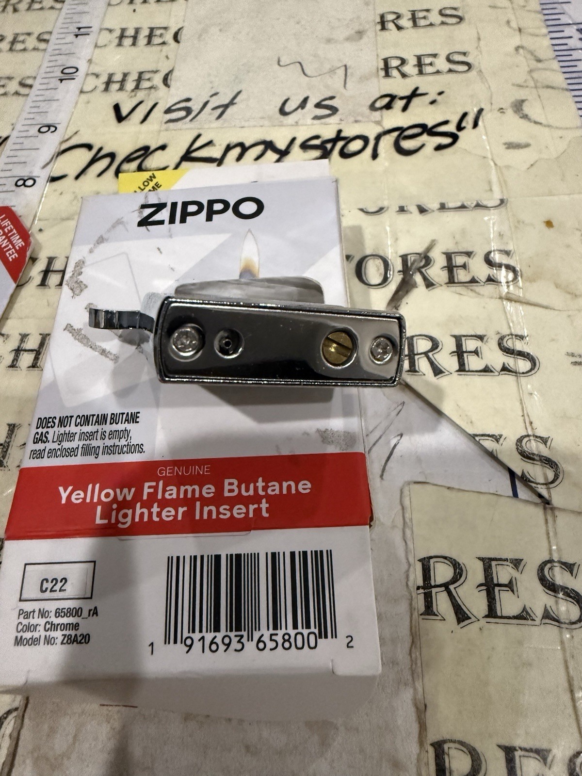 Zippo WPL Chrome Lighter & Zippo Yellow Flame Butane Insert Regular, Made USA