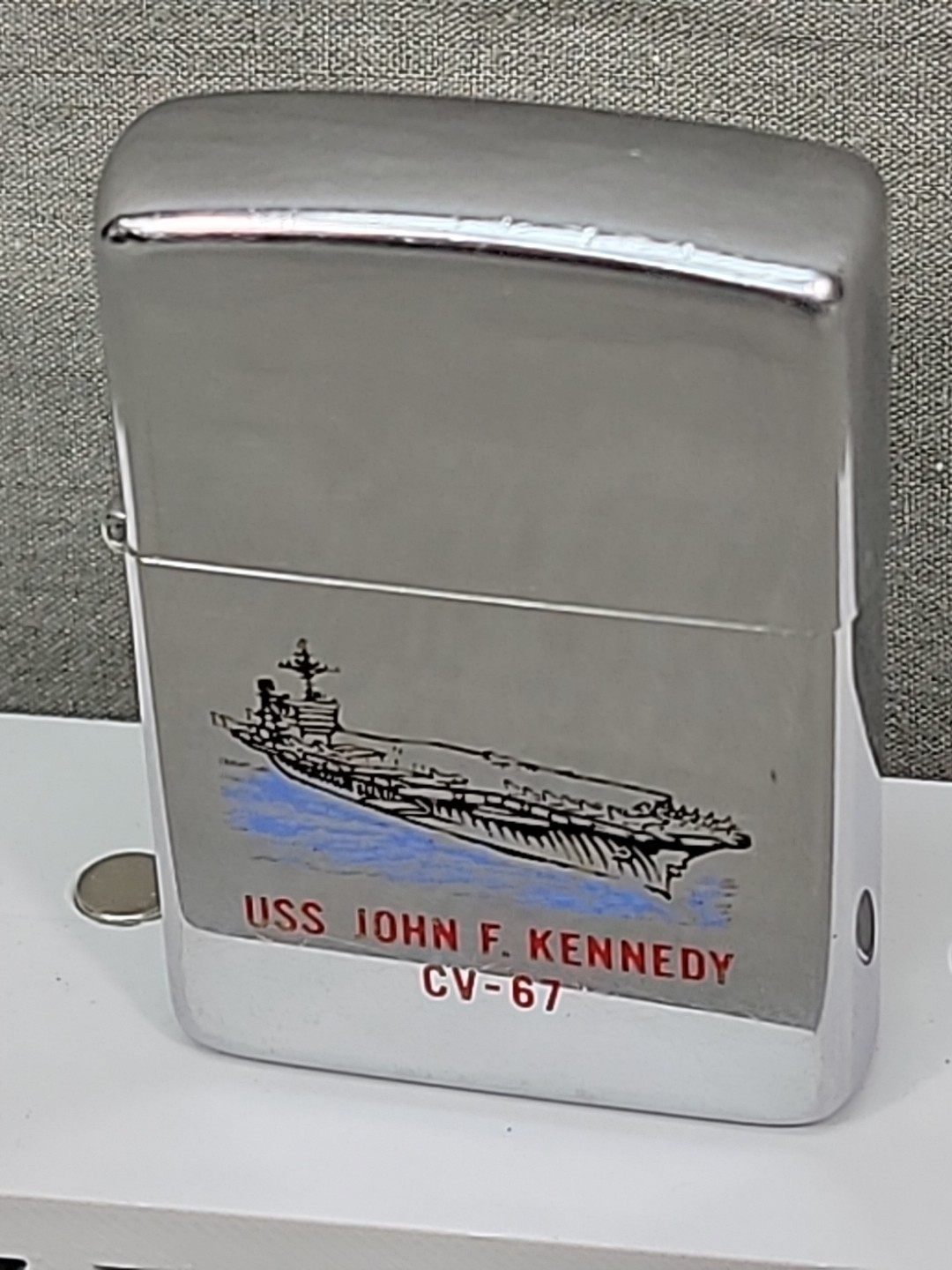 Vintage E / IV 1988 USS John F Kennedy CV-67 Double Sided Graphic Zippo Lighter