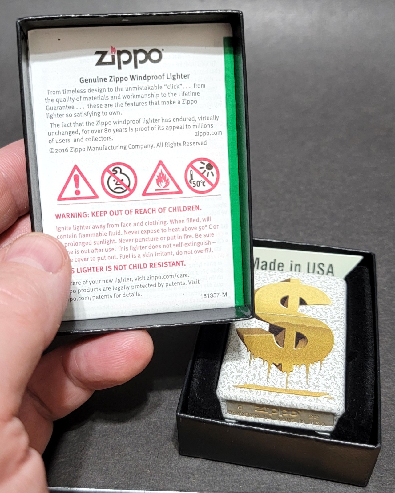 2022 Zippo Drippy Dollar Design Textured Shell – New