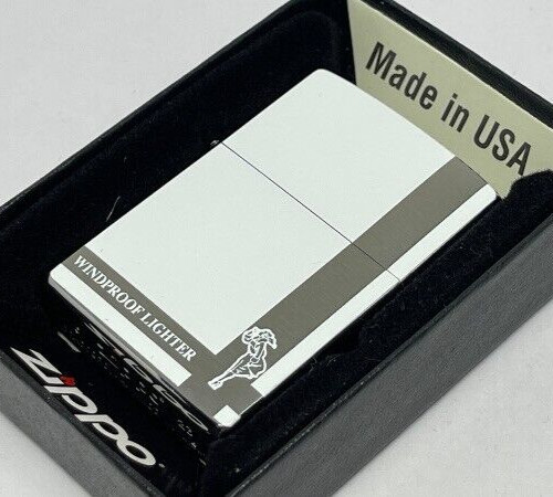 Zippo Oil Lighter Classical Design Windy Girl Silver White Regular Case Japan