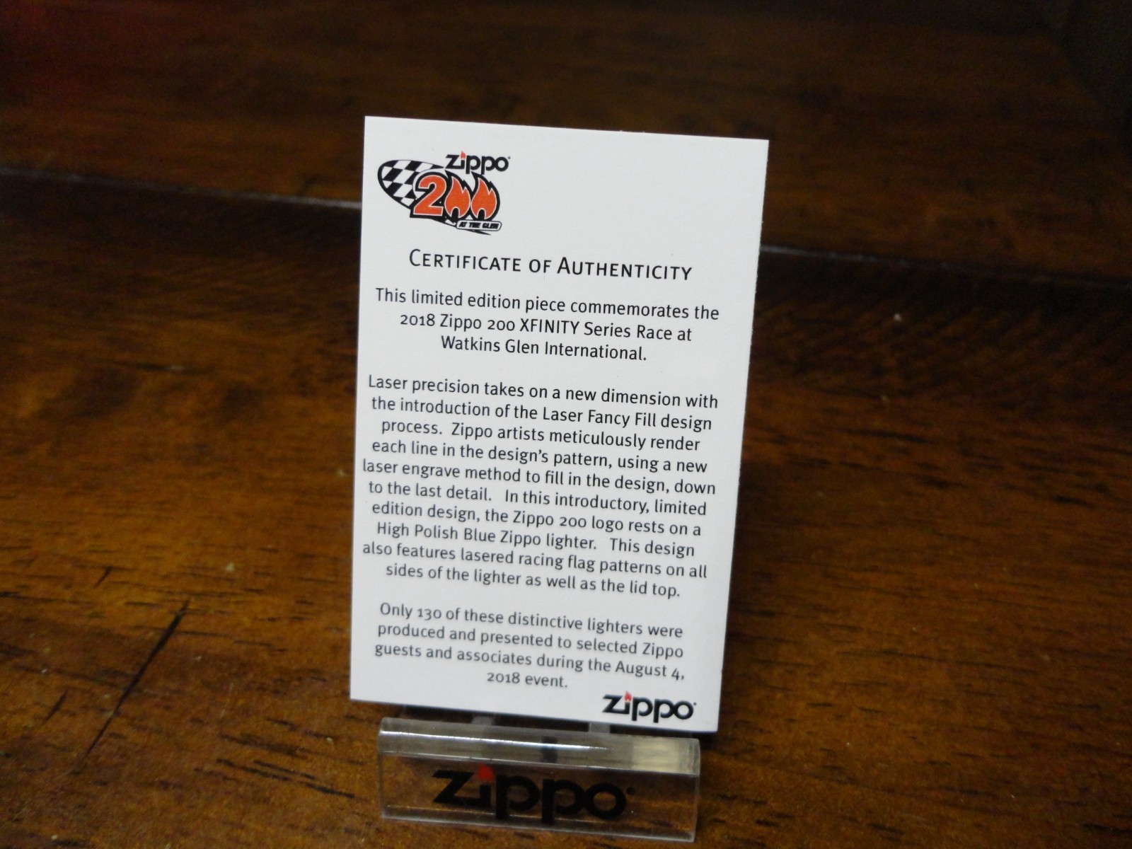 ZIPPO 200 AT THE GLEN WATKINS EMPLOYEE ZIPPO LIGHTER 2018 ONLY 130 MADE