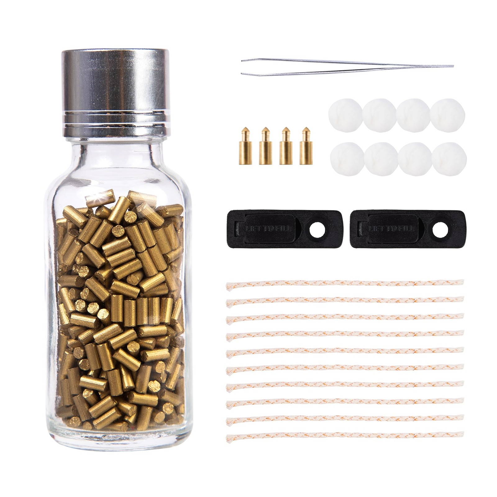500Pcs Flint Refills & 10Pcs Cotton Balls & 1Pcs Tweezers & 8Pcs Flints Set