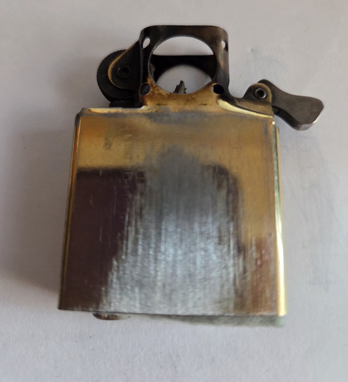 Vintage 1990 Zippo Solid Brass Pipe Lighter, Factory Matched F VI Gold Insert