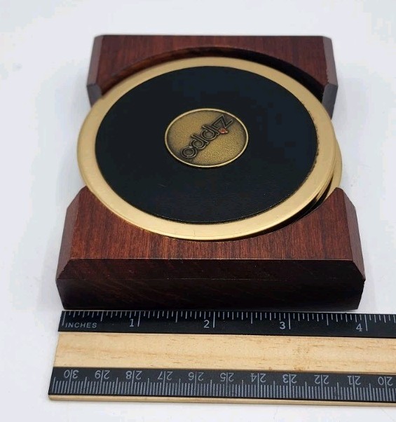 Zippo wine coaster with logo wooden case included Made In The USA