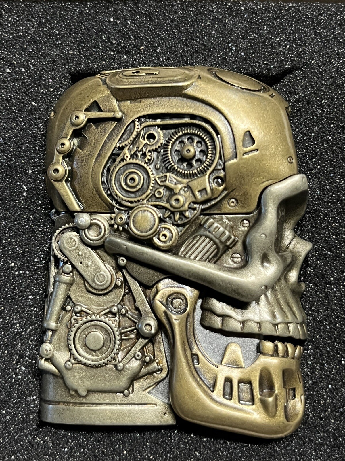 RARE Heavy 5-side Zippo lighter machine Skull Zippo New Wood Box