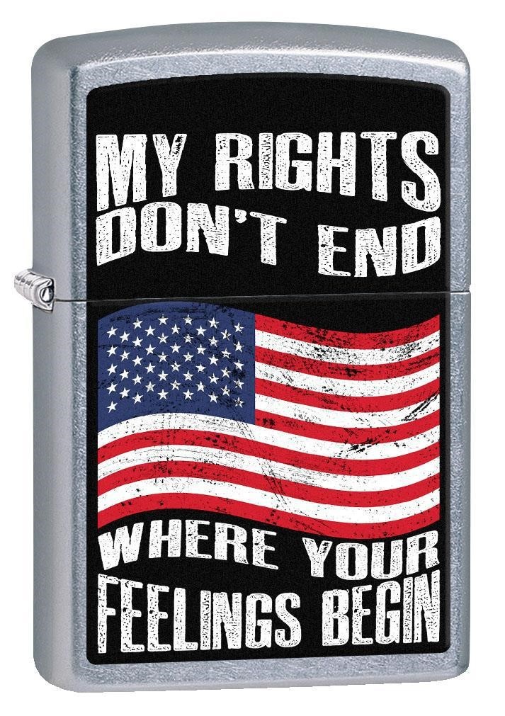Zippo My Rights Don’t End Lighter, Street Chrome NEW IN BOX