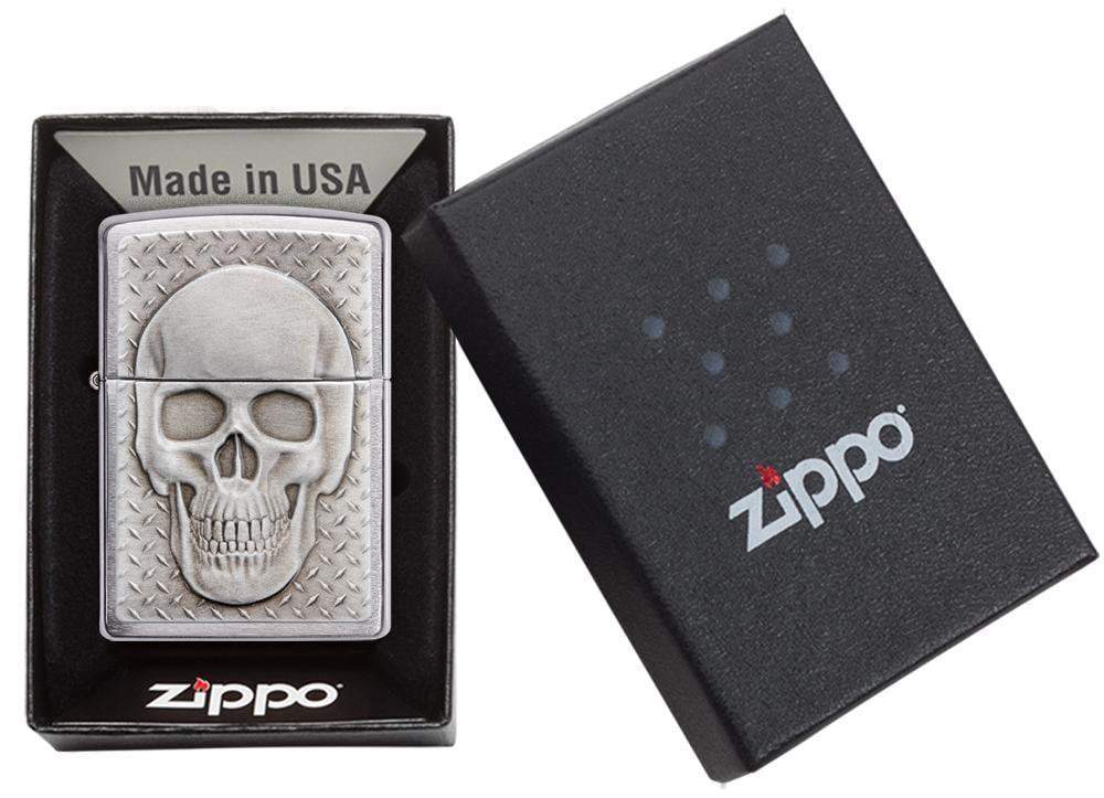 Zippo Windproof Emblem Skull Lighter With Brain Surprise, 29818, New In Box