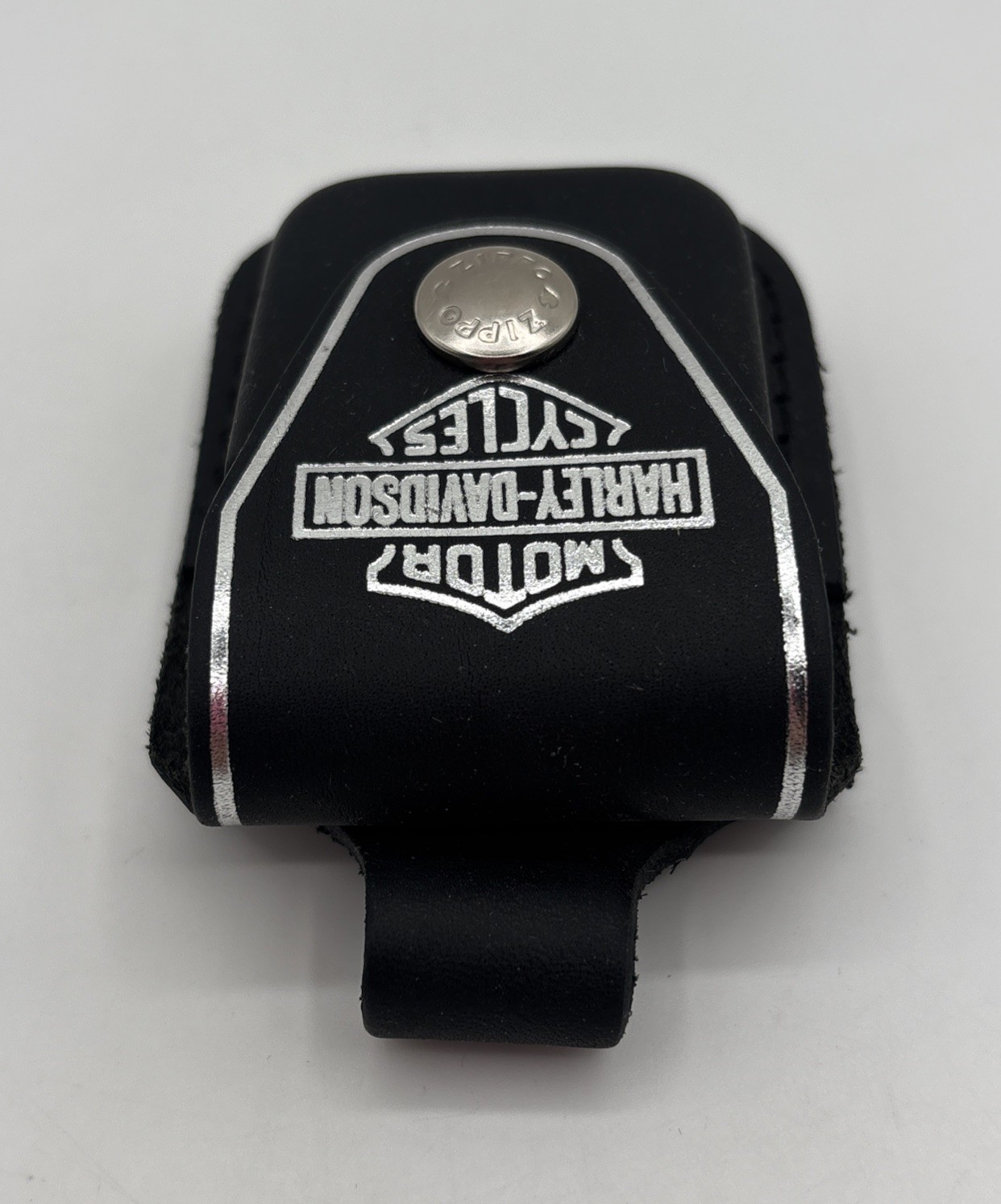 Harley Davidson Zippo Black Leather Belt Lighter Case Holster Snap Pouch OEM USA