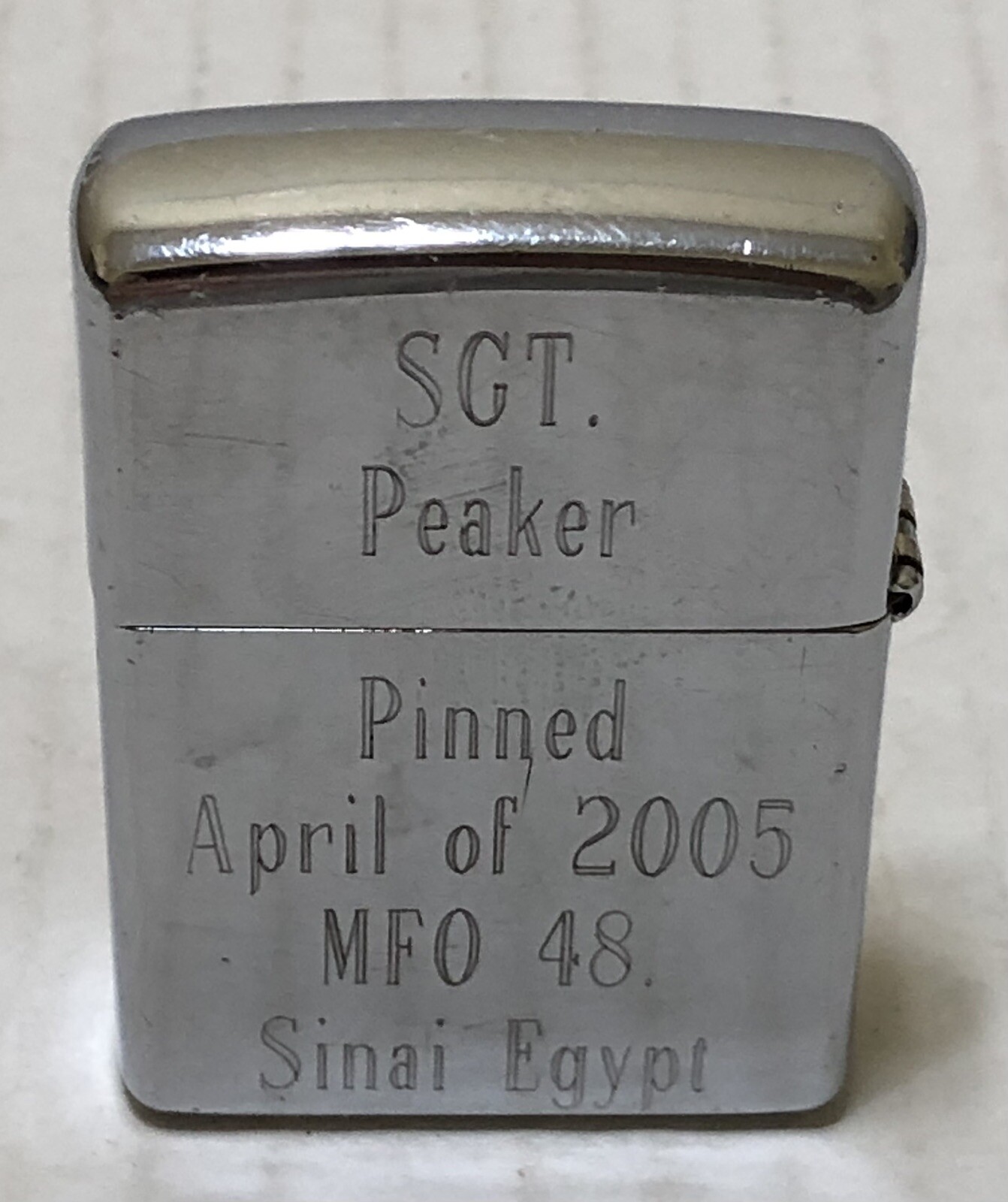 Zippo Military Lighter Sgt Peaker – Pinned April 2005 – MFO 48 Sinai Egypt