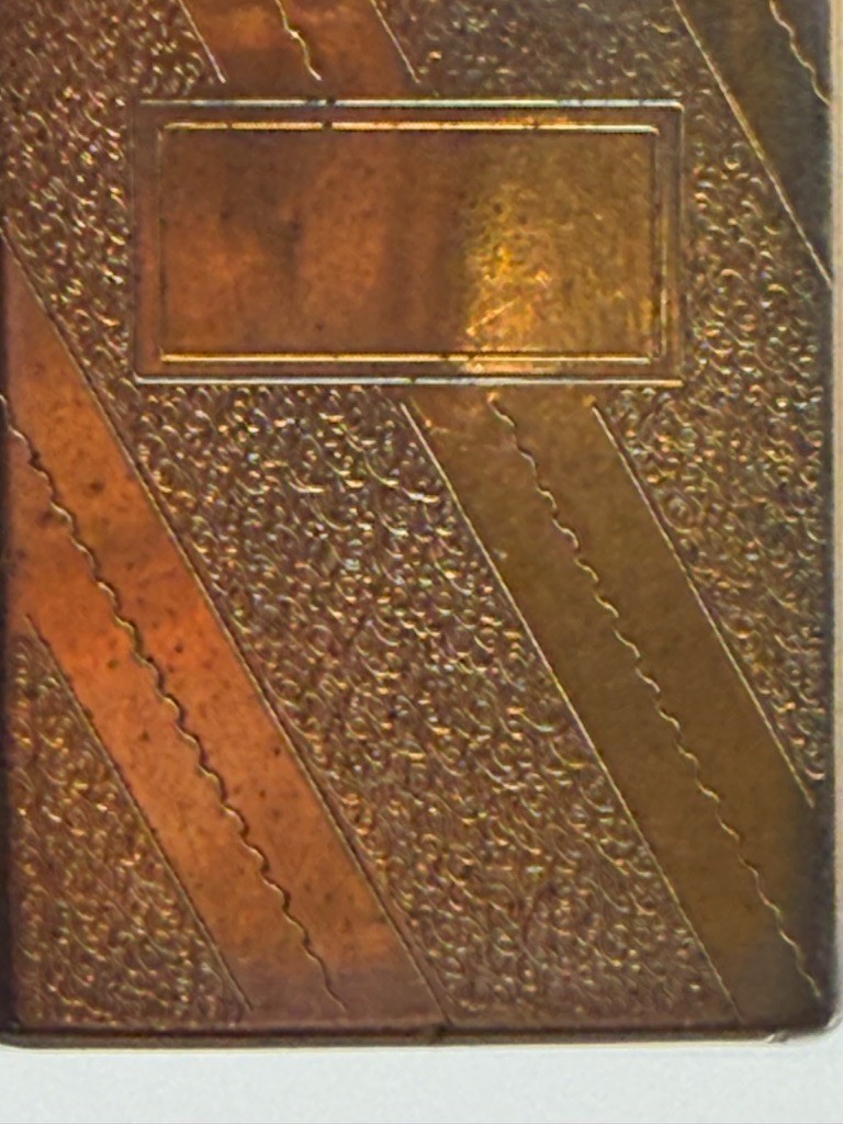 Vintage Zippo Lighter Brass Tone Diagonal Stripe W/ Case