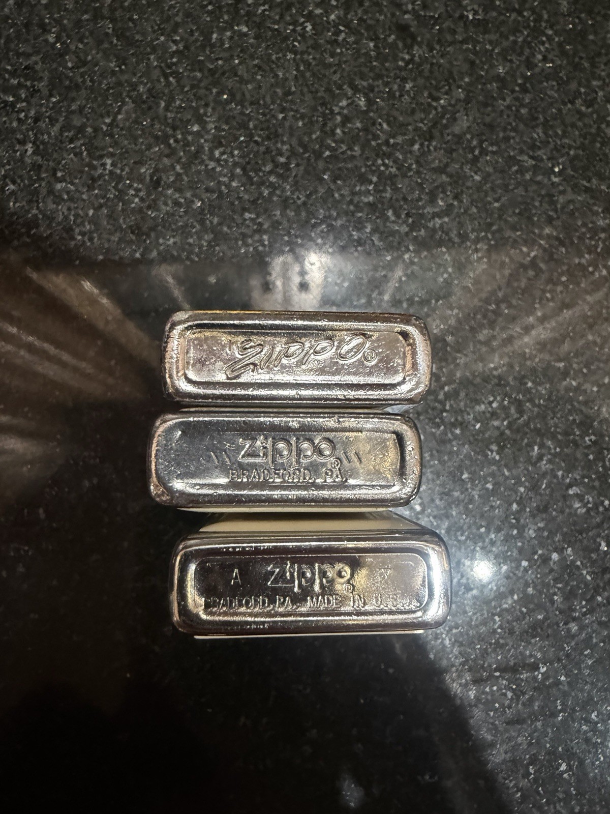 Zippo USA Lighter Slim And Penguins 19531 Japan Ligjter Vintage Lot Of 4