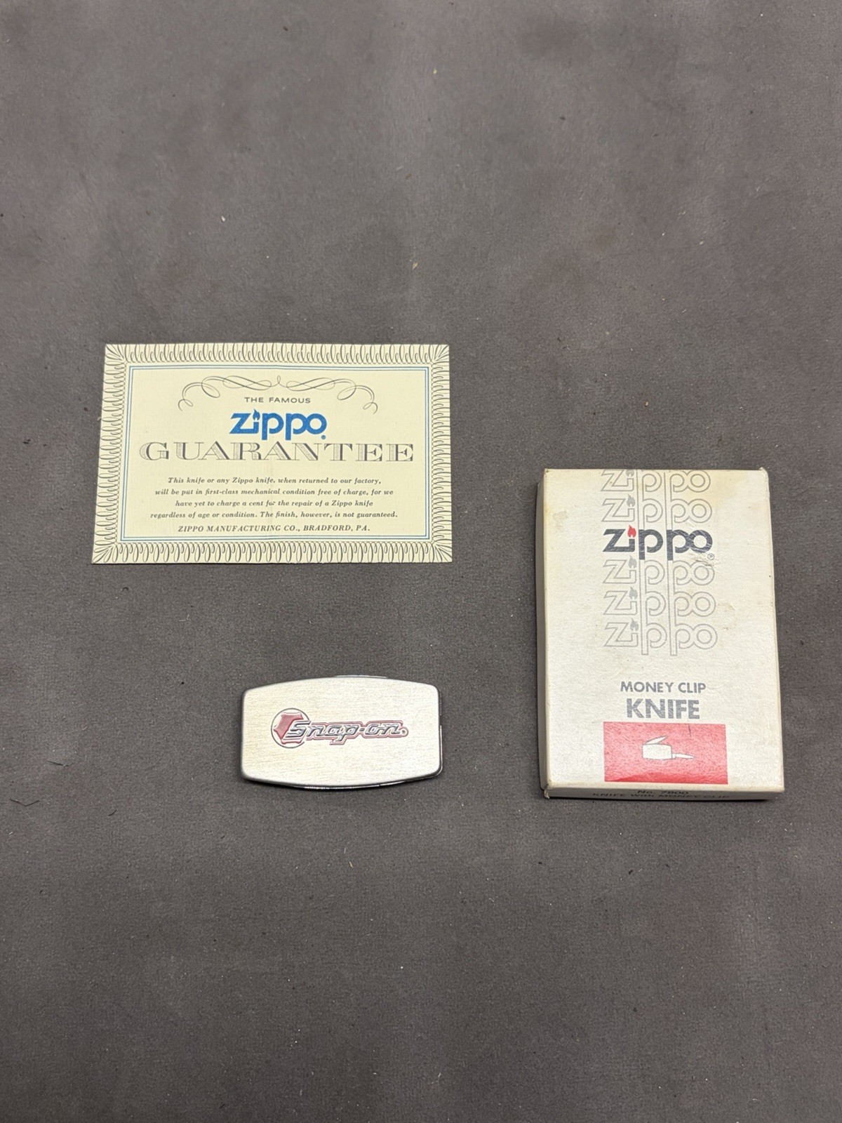 Zippo Snap On Money Clip Knife With Box Vintage Original 7800
