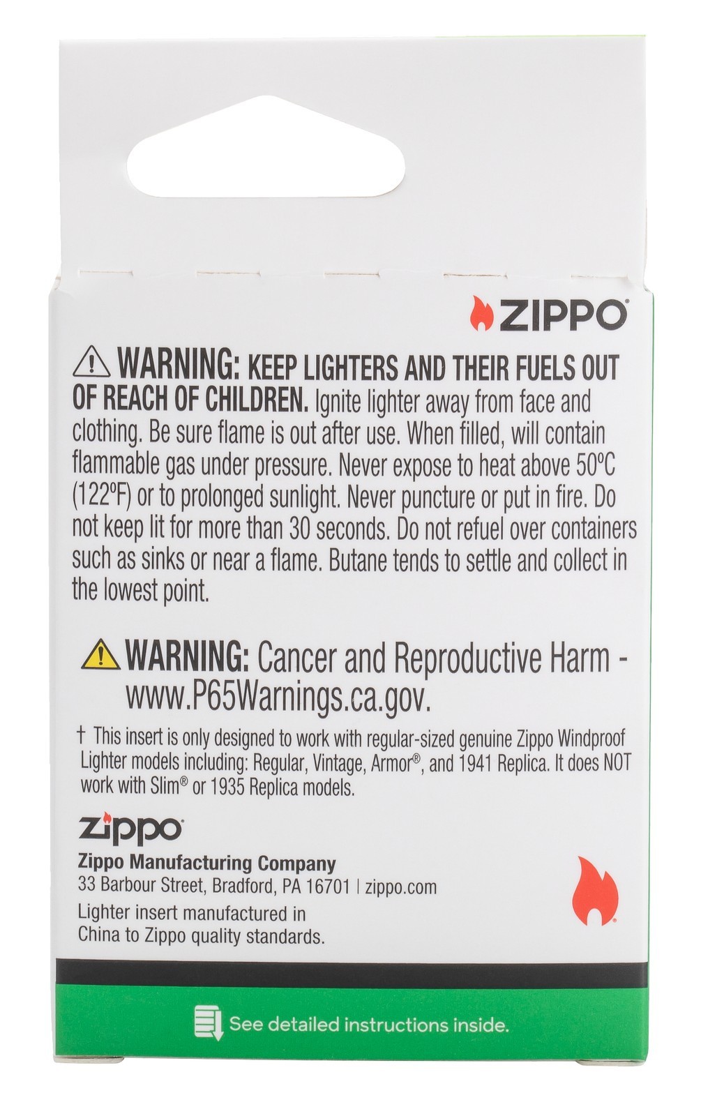 Zippo – Yellow Flame Chrome Butane Pipe Lighter Insert (Unfilled) – 65880