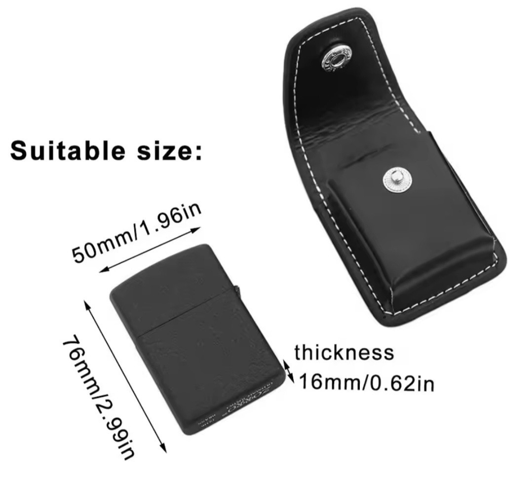 Flip petrol Lighter Case Holster Belt Loop Clip Pouch Holder Zippo PU Leather