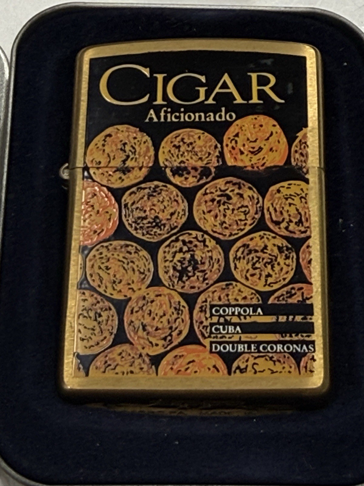 ZIPPO 1997 CIGAR TIP AFICIONADO MAGAZINE BRASS LIGHTER UNFIRED IN BOX D715