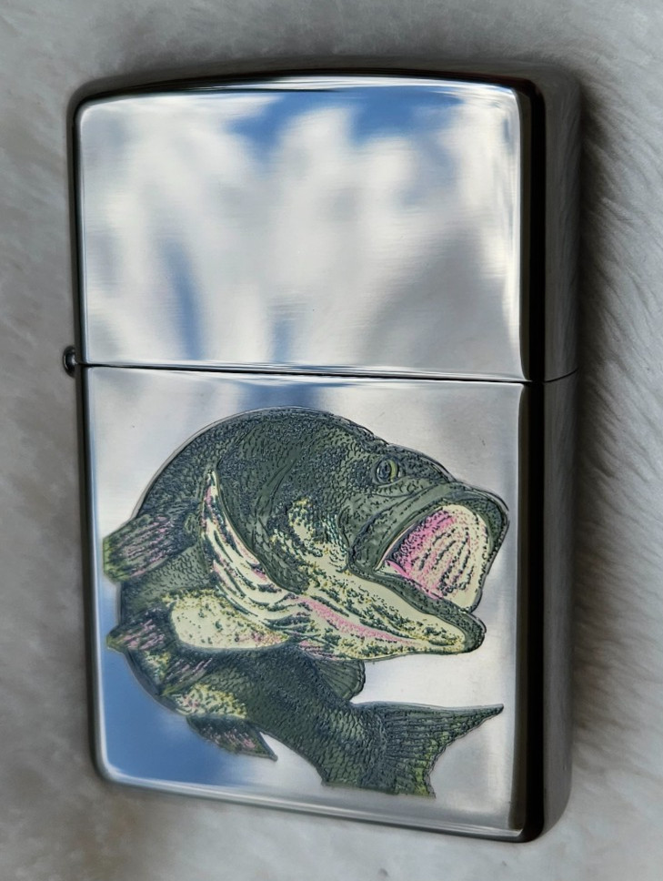Zippo Lighter 2003 Zippo Outdoor Series: FISH, Black Ice, New in Box