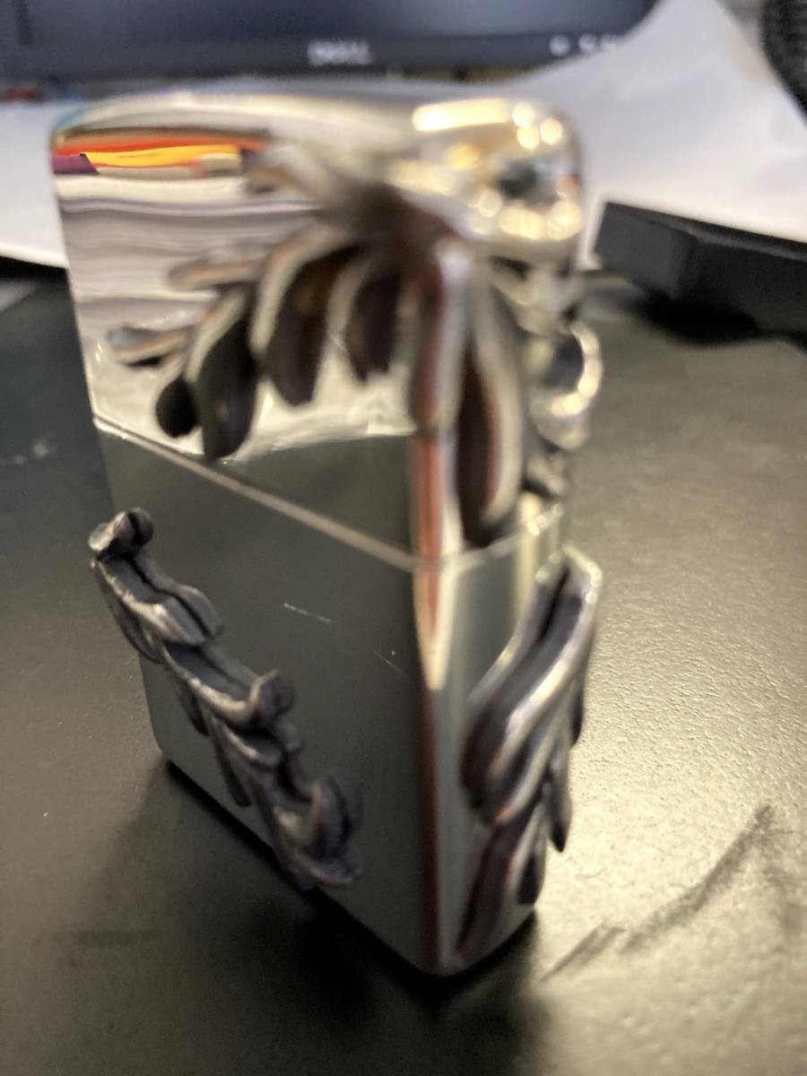 Zippo 4 side metal silver vine SV USA rare dead manufactured in 2009