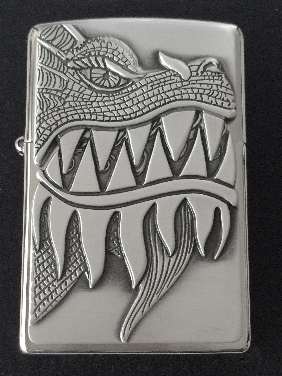 Zippo Windproof Fire Breathing Dragon Lighter, 28969, New In Velour Box