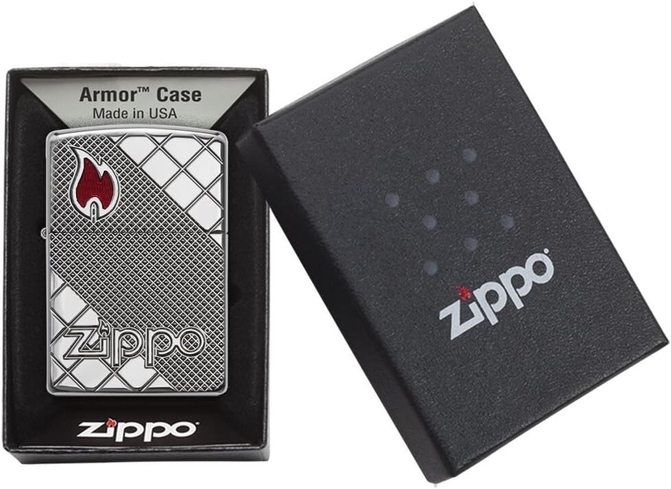 Zippo Armor Logo & Flame High Polish Chrome 29098