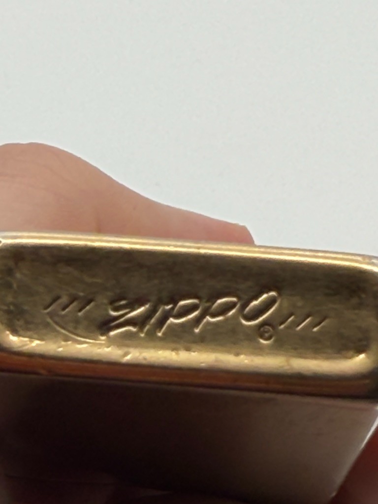 Vintage Zippo Lighter Brass Tone Diagonal Stripe W/ Case