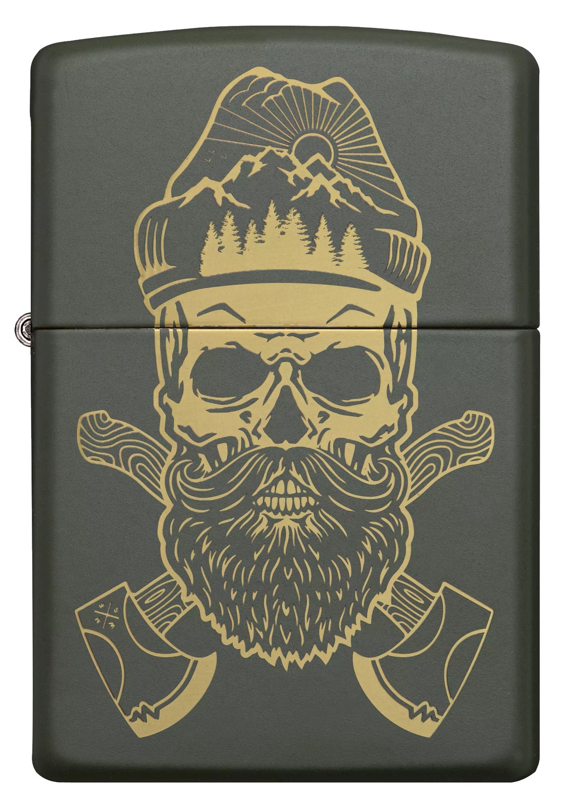 Zippo Outdoor Skull Design Green Matte Windproof Lighter, 221-081161