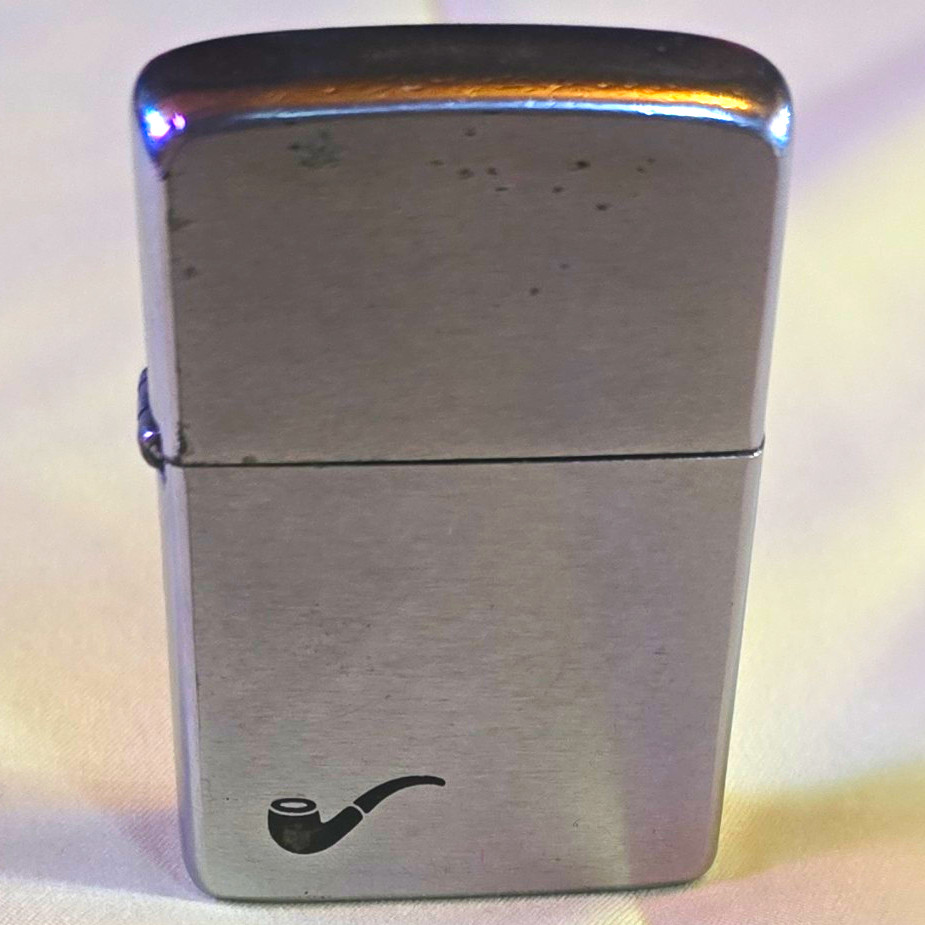 Zippo Flip Top Lighter, Brushed Chrome Silver Tone Pipe Graphic, Bradford PA