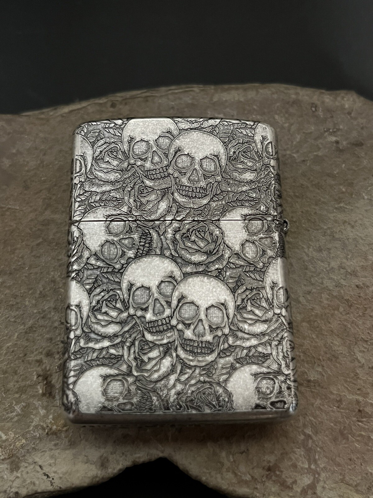 ZIPPO SKULL 5-SIDE SILVER ARMOR IN BOX NEW