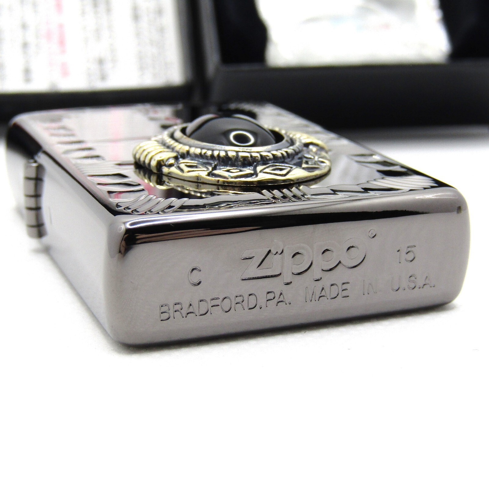 Native Hammer Onyx Black Zippo Oil Lighter 2015 MIB Rare