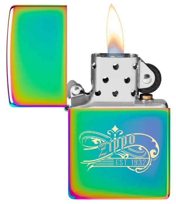 Zippo 46837, Zippo Since 1932 Laser 2-Tone Lighter, Multi-Color Finish, NEW