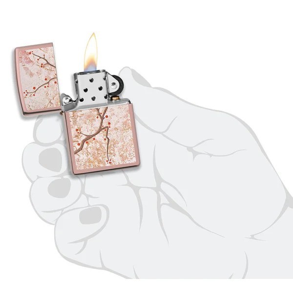 Zippo 49486 Eastern Design Cherry Blossom Rose Gold Windproof Pocket Lighter