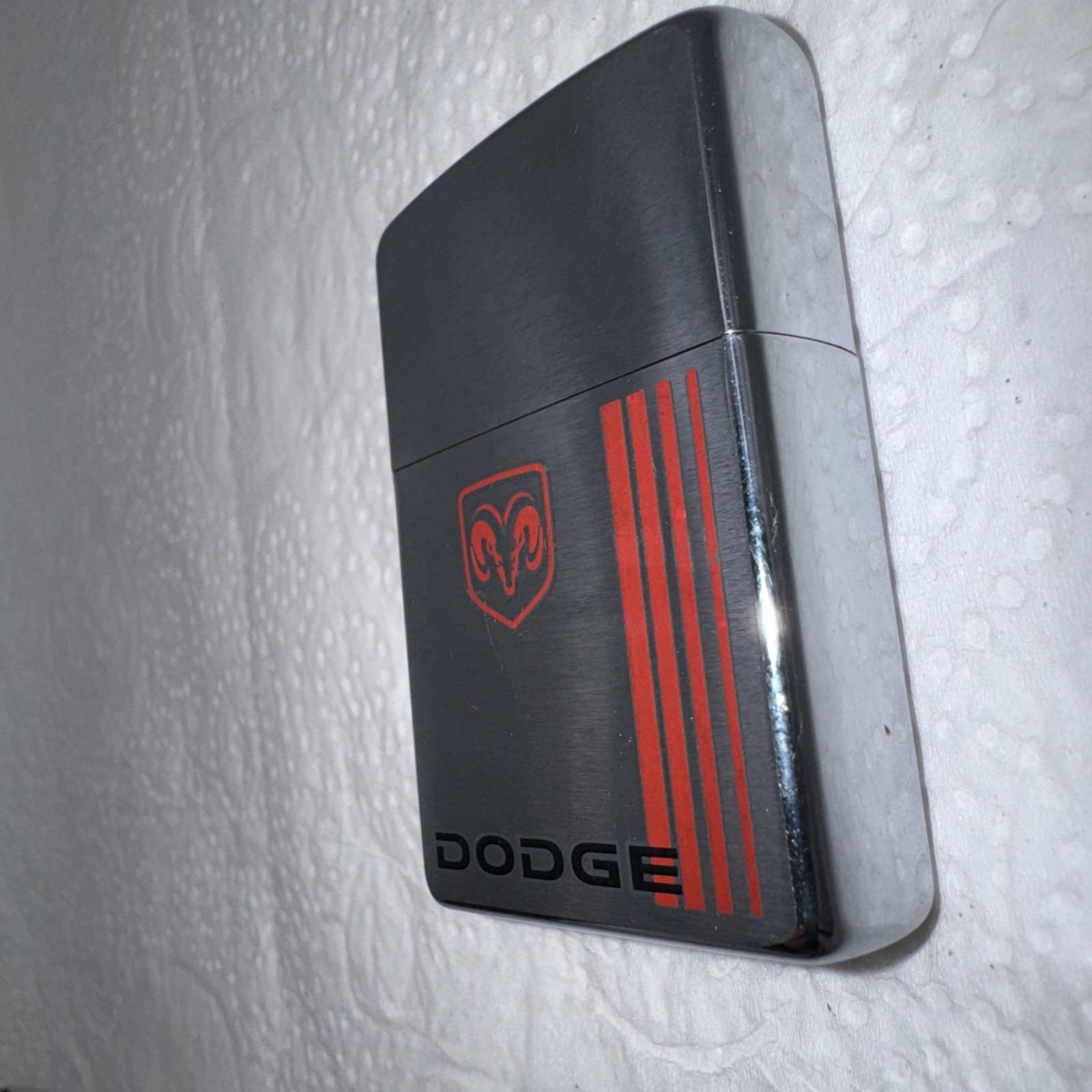 ZIPPO DODGE RAM STRIPE LIGHTER 2003 BRUSHED STEEL CHROME RARE- No Fuel Empty