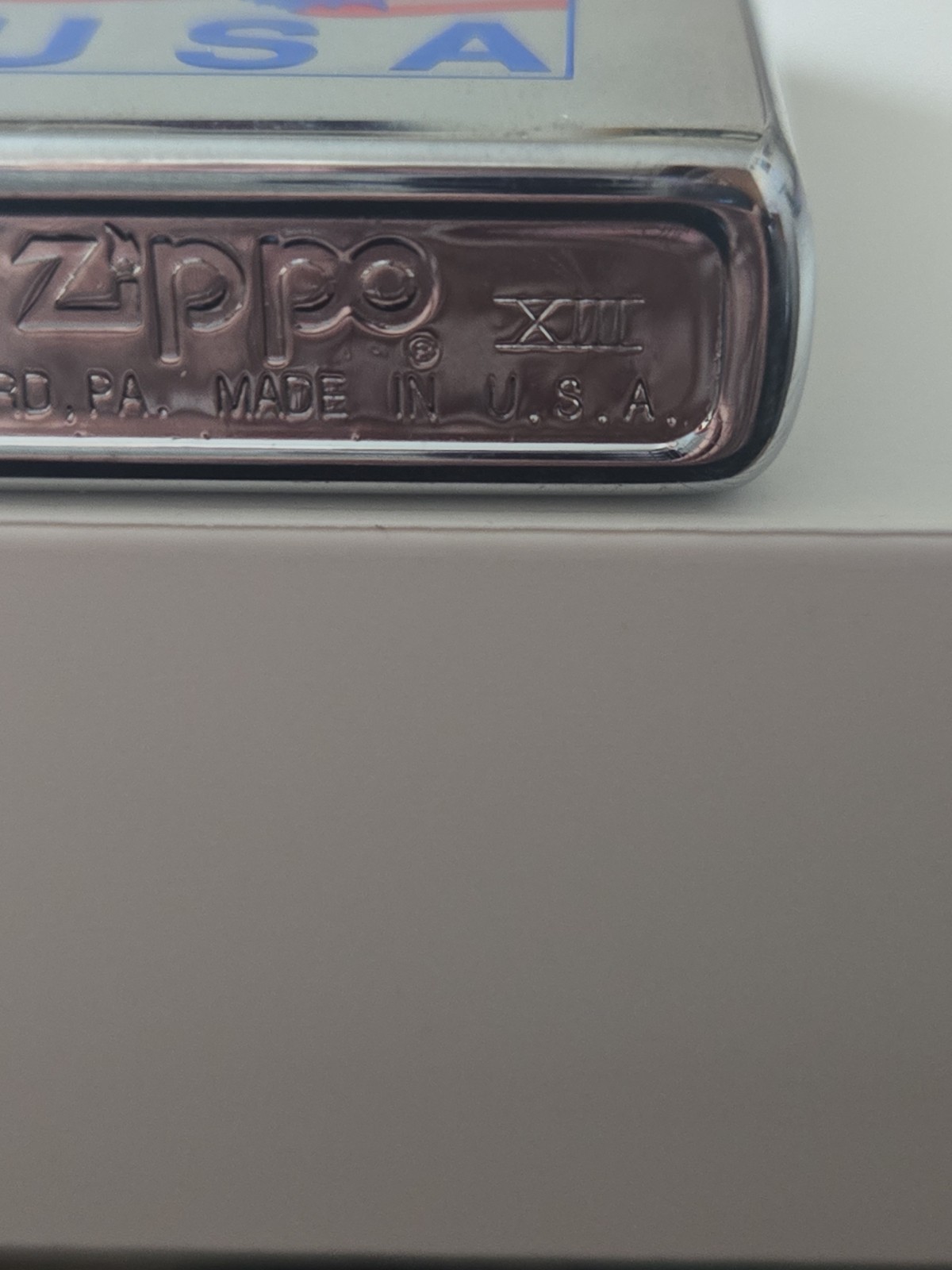 1997 ZIPPO U.S.A. Flag W/Eagle Chrome Original Box