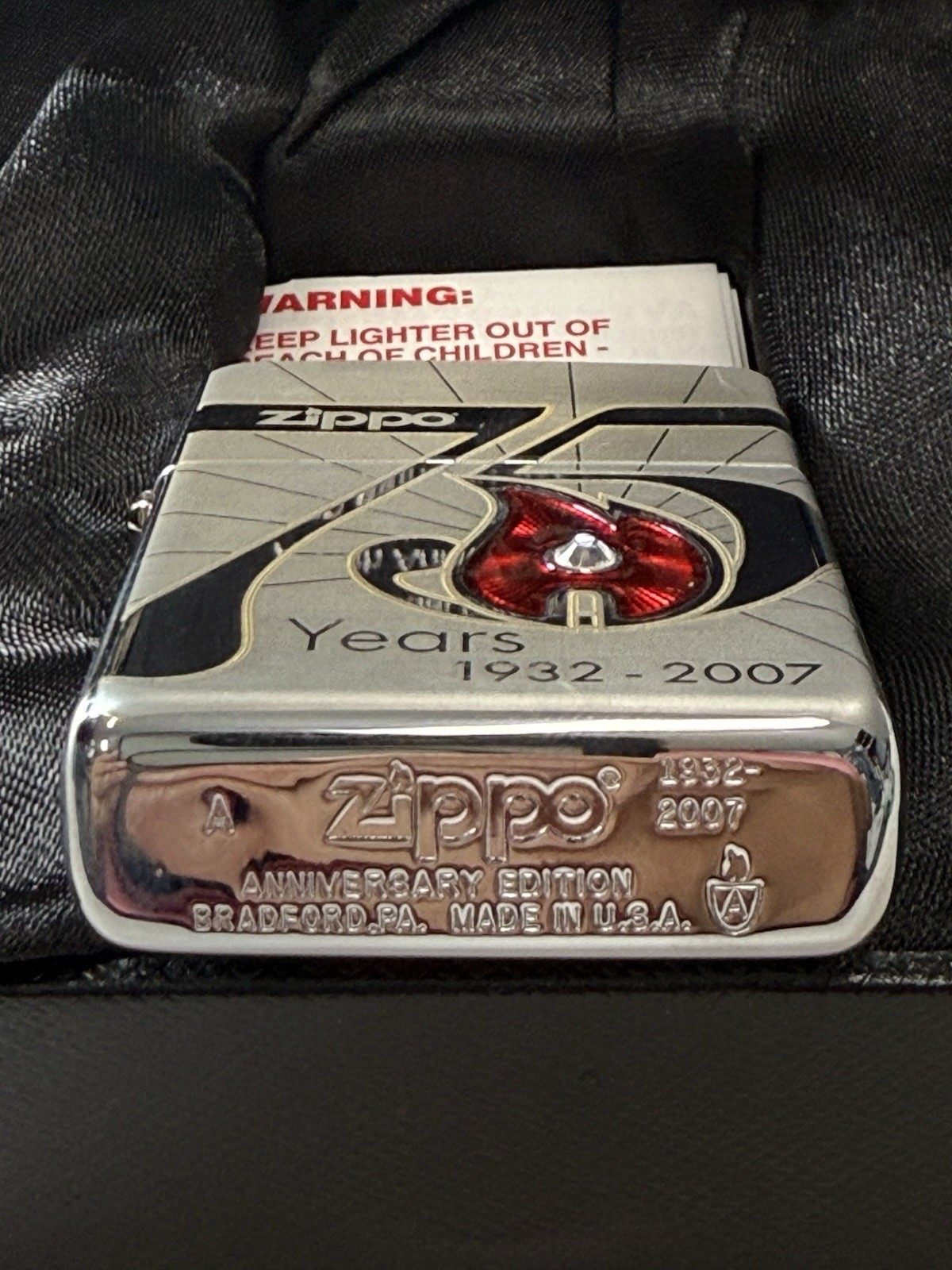 ZIPPO 2007 75 YEARS LIMITED EDITTION ARMOR SWAROVSKI LIGHTER SEALED IN BOX #698