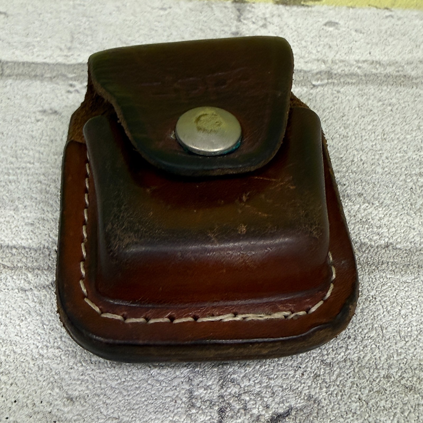 Vintage Zippo Brown Leather Belt Pouch Holder Case Snap Closure USA