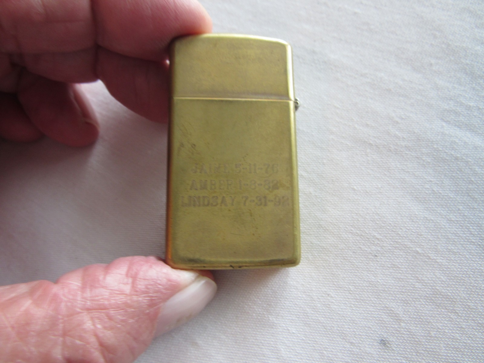 Vintage Pre-Owned Zippo Slim Solid Brass Cigarette Lighter Monogrammed K VIII