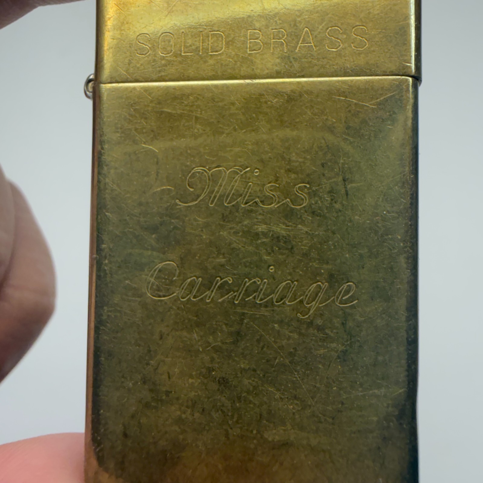 Zippo Solid Brass SLIM Lighter C XII March 1996 MARKED USA Vintage – AS IS