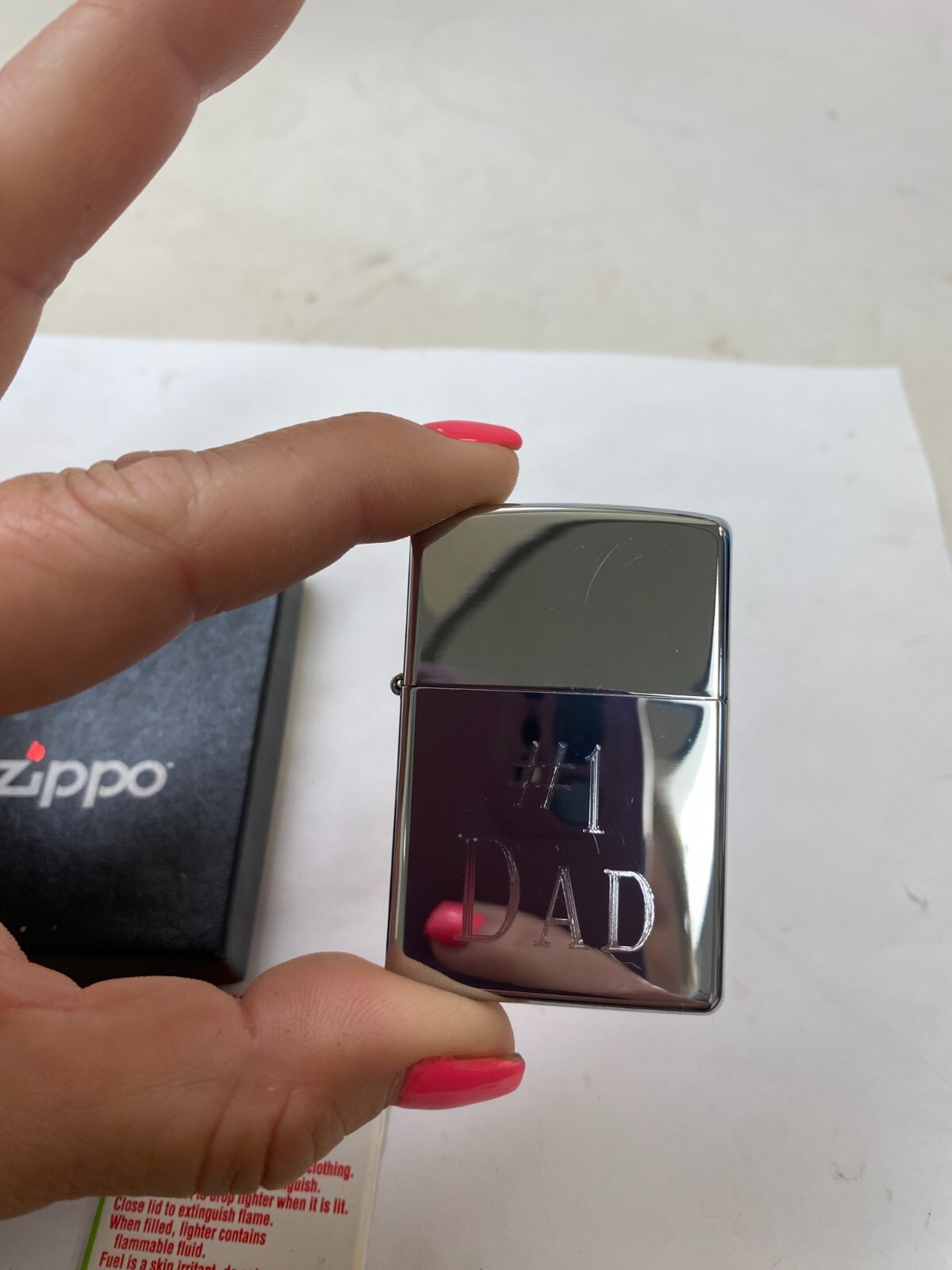 Zippo Engraved “ #1 DAD!“ Lighter (Unfilled) BRAND NEW IN BOX