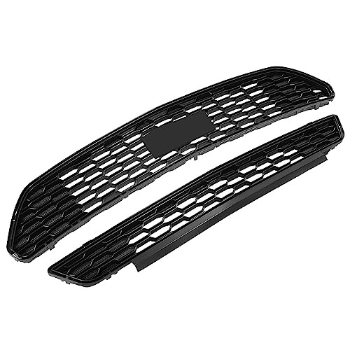 Front Upper+Lower Bumper Grille Compatible with 2015 Front Upper+Lower Grille