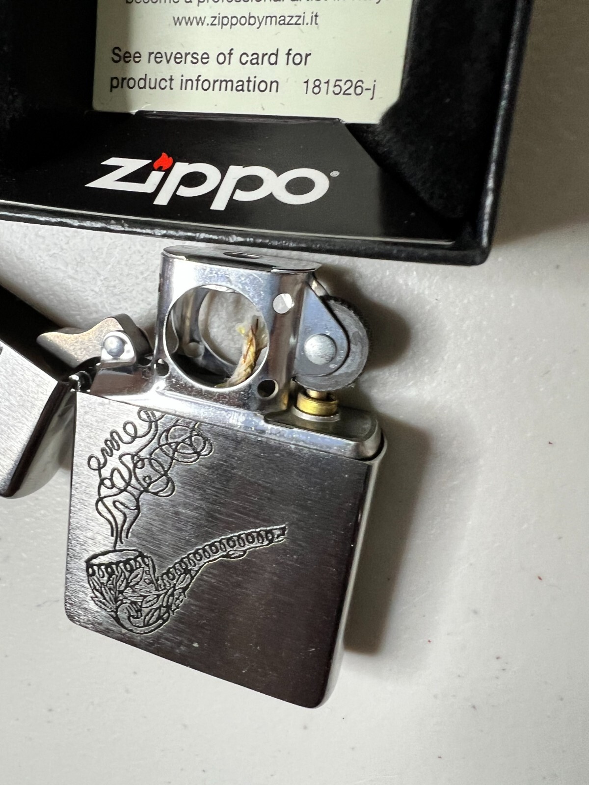 Zippo Classic tobacco pipe Kazi Silver Stainless Smoke Lighter Regular Case