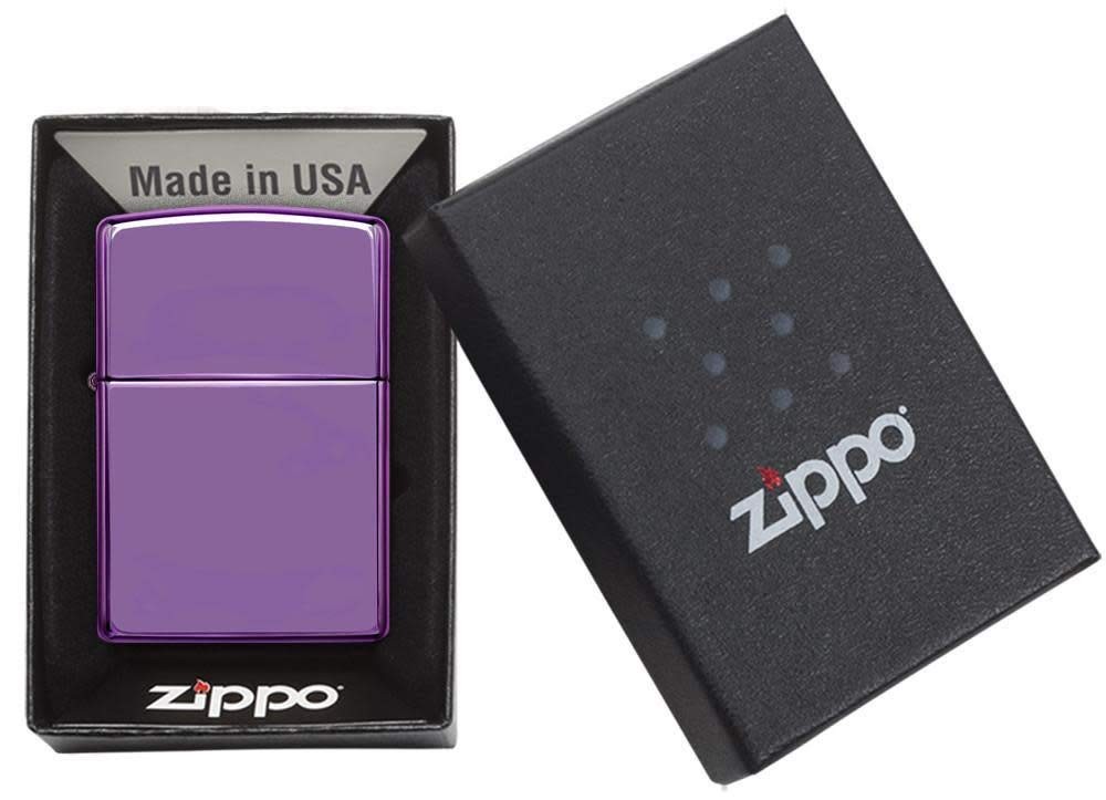 Zippo High Polish Purple Mechanical Lighter Windproof Refillable USA Made