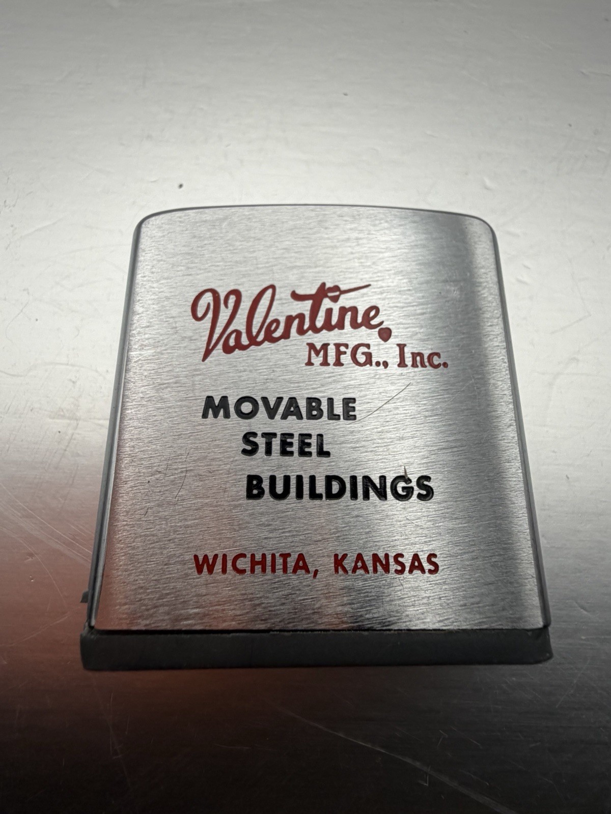 Vintage Valentine Steel Buildings Advertising Chrome Zippo Rule Tape Measure New