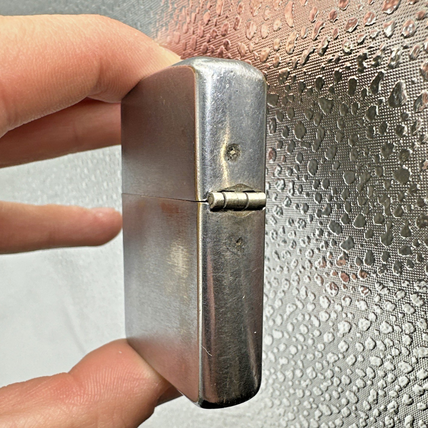 1958 Classic Vtg Zippo Lighter Chrome Finish Great Patina 4 Dots 16 Hole Chimney