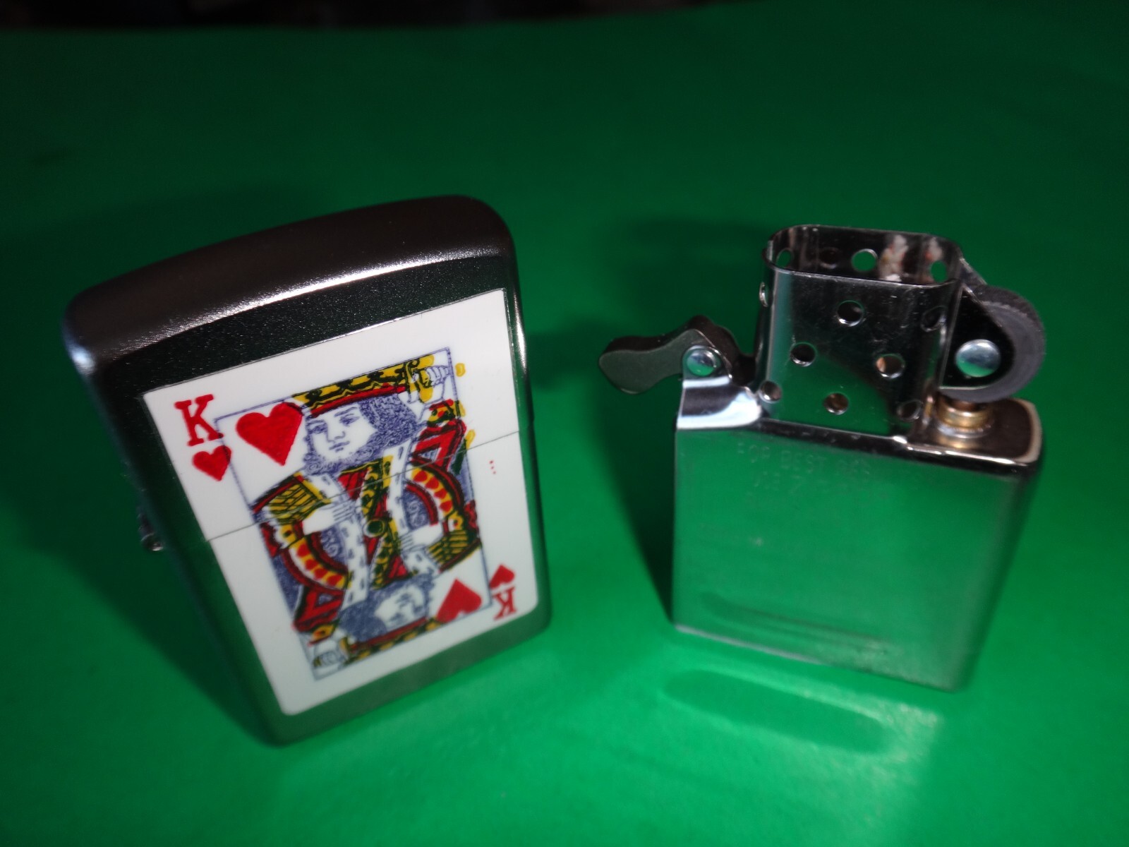 Year 2021 Satin Chrome Zippo Lighter kING of HEART Decal Sticker