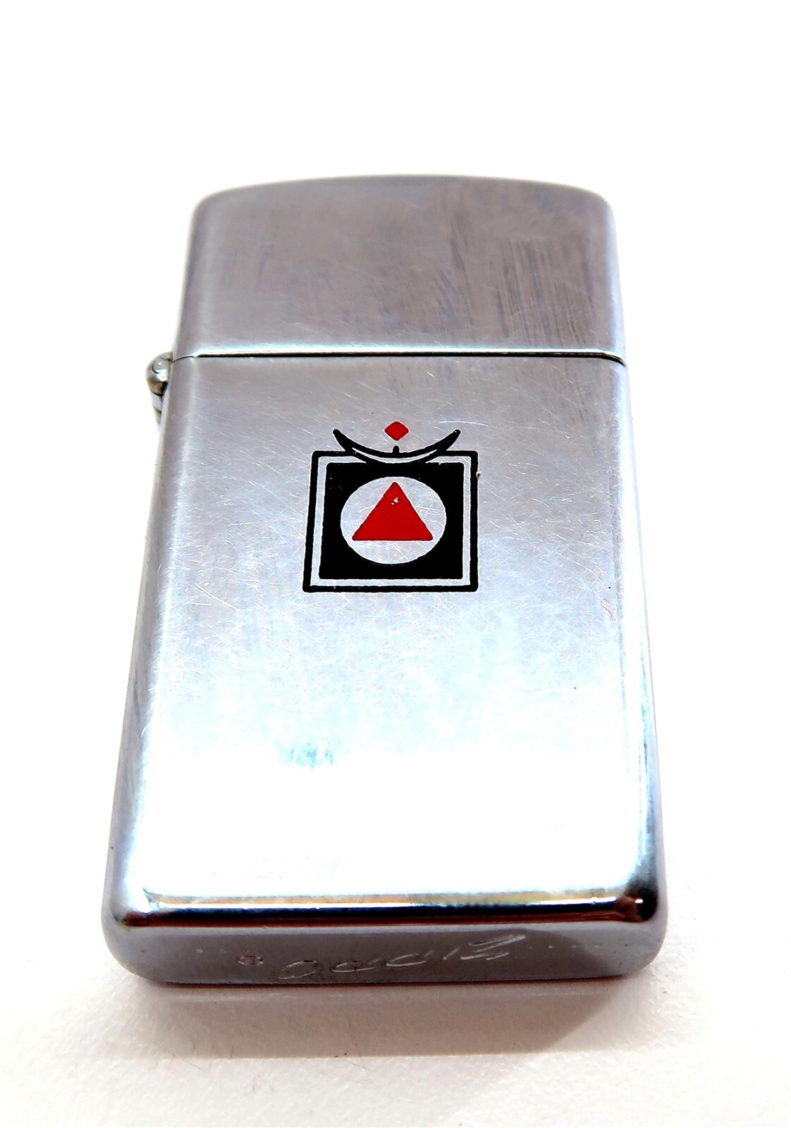 Vintage 1958 ZIPPO Slim Lighter with Gannett Fleming Logo along with Partial Box